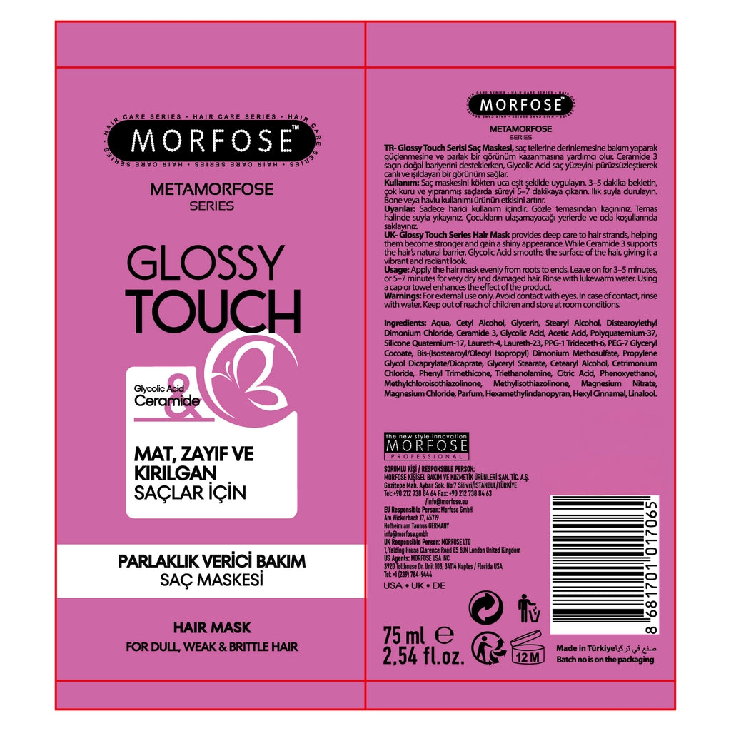Morfose Metamorfose Glossy Touch Parlaklık Verici Bakım Saç Maskesi 75 ml