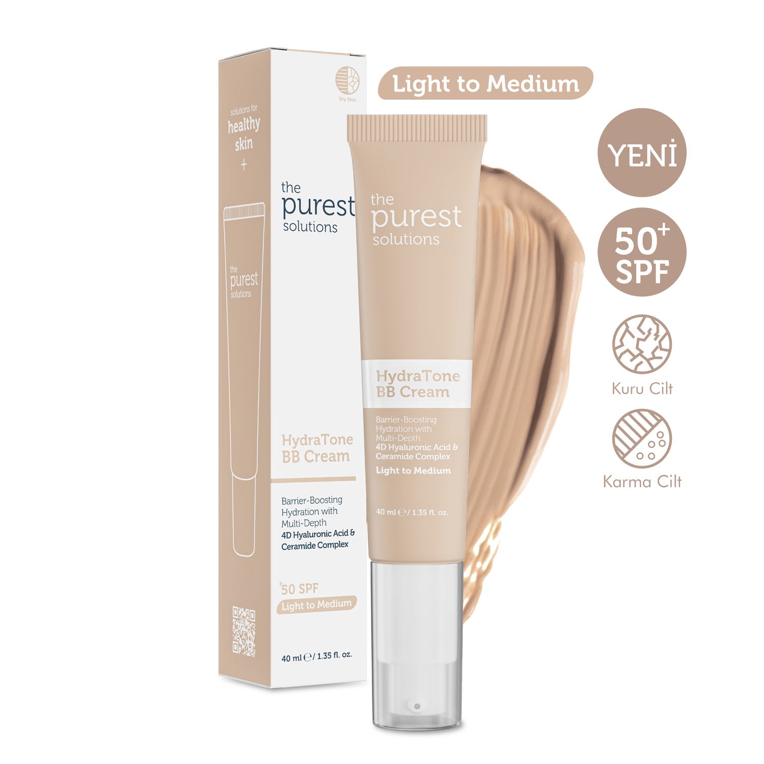 The Purest Solutions Lekeli Ciltler İçin Cilt Tonu Eşitleyici BB Krem 50+SPF 40 ml (Orta-Koyu Ton)