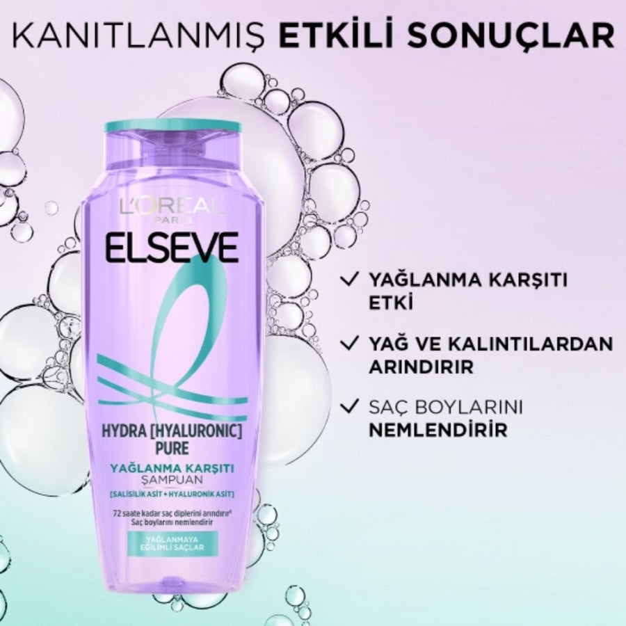 L'Oreal Paris Elseve Hydra Hyaluronic Pure Anti-Greasy Purifying Shampoo with Salicylic Acid 300 ml