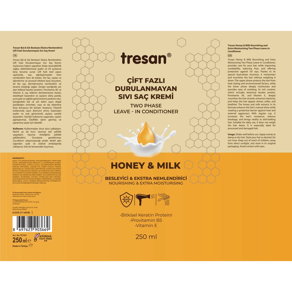 Tresan Honey & Milk Nourishing Extra Moisturizing Dual-Phase Leave-In Liquid Hair Conditioner 250 ml